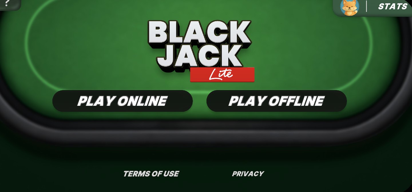BlackJack Lite home screen